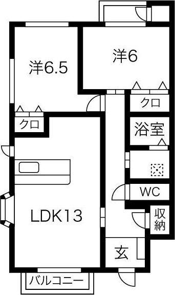 シュプールしのはらXII(2LDK/1階)の間取り写真