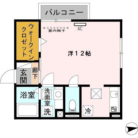 ネオハウス パティオ(ワンルーム/1階)の間取り写真