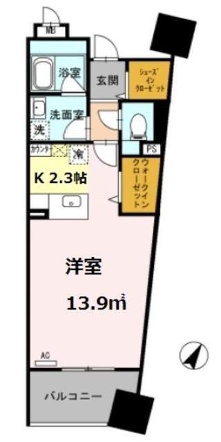 ロイヤルパークスシーサー南千住(1K/3階)の間取り写真