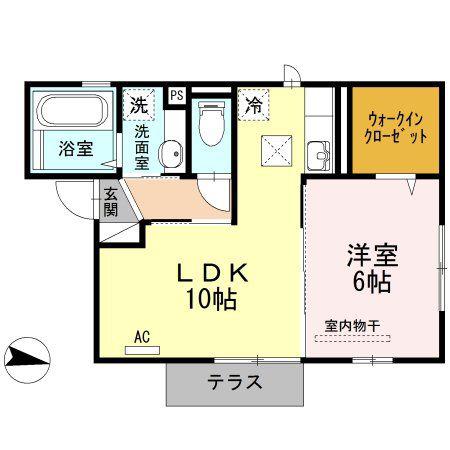 サンヒルズ白山(1LDK/1階)の間取り写真