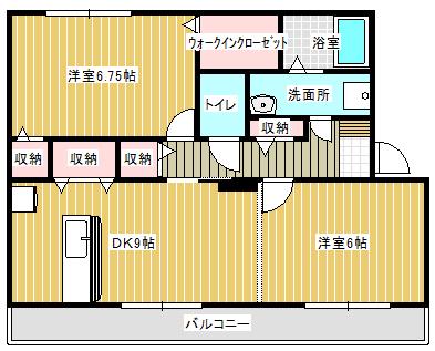 メゾンフォレスタA(2DK/1階)の間取り写真