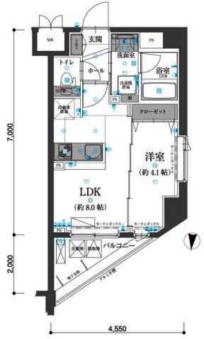 リヴシティ練馬高野台(1LDK/4階)の間取り写真