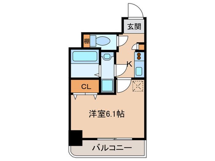 リンクパラッツオ上本町(1K/10階)の間取り写真