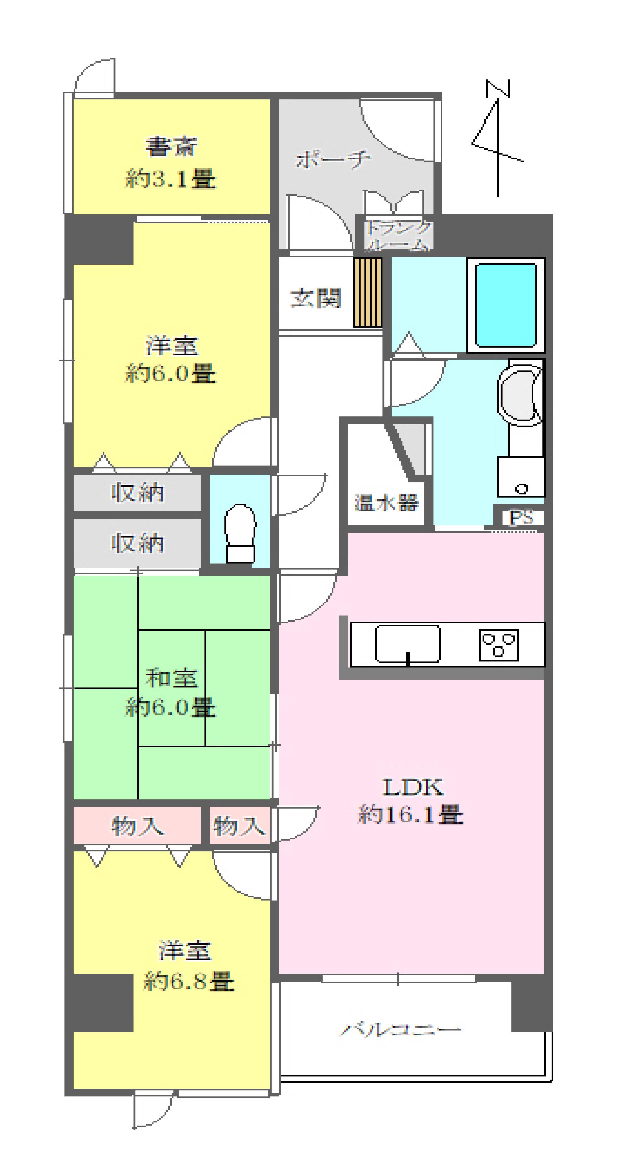 ラフィーネ前橋表町(3SLDK/7階)の間取り写真