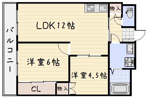 黄金ハイツ(2LDK/4階)の間取り写真