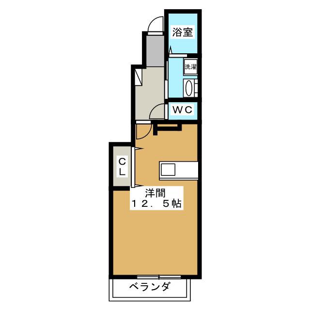 カーサ ポポラーレ(ワンルーム/1階)の間取り写真