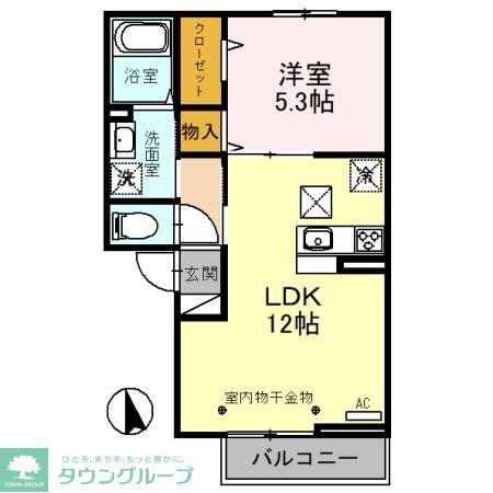 愛宕ビューハイツ 3(1LDK/1階)の間取り写真