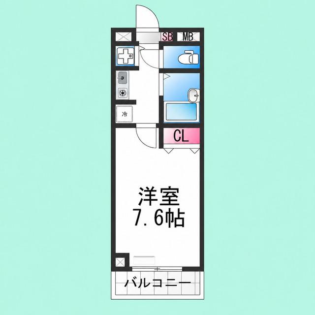 ヴィーブル三国ヶ丘(1K/3階)の間取り写真