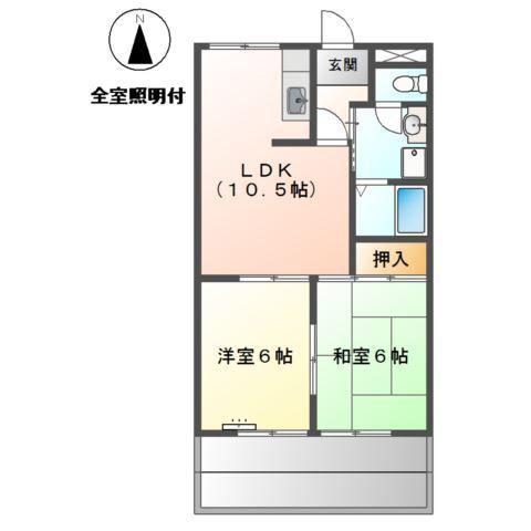 フローレンスシバ(2LDK/1階)の間取り写真