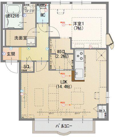 フレグランス新栄 E棟(1LDK/1階)の間取り写真