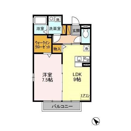 ラテルコート並木E棟(1LDK/1階)の間取り写真