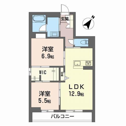 積水ハウスシャーメゾン リノ(2LDK/2階)の間取り写真