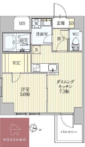 サンレムート新大阪イースト(1DK/5階)の間取り写真