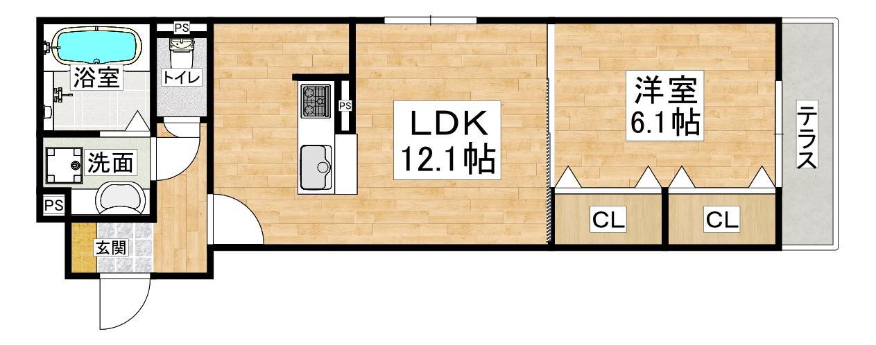 エムライズ材木町(1LDK/3階)の間取り写真