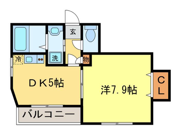 グラディール(1DK/3階)の間取り写真