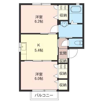 シャーメゾン野殿A(2K/1階)の間取り写真
