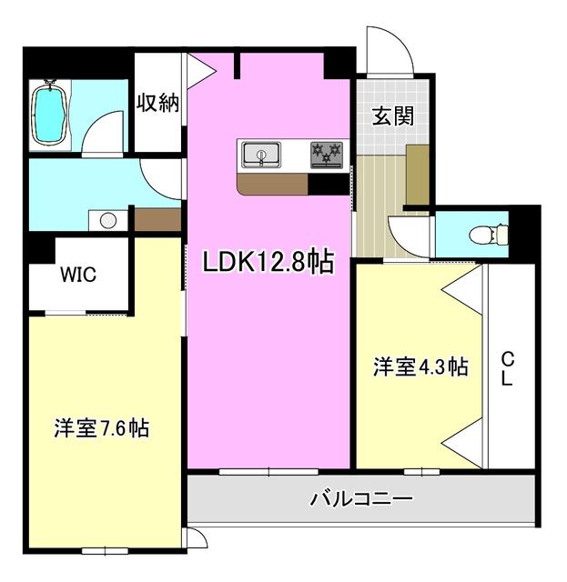 ソムニウム ドムス 南茨木(2LDK/3階)の間取り写真