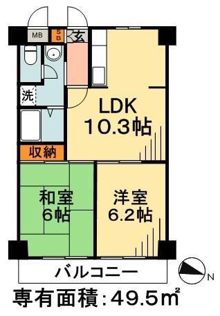 スカイフォーラム小岩(2LDK/11階)の間取り写真