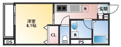 アモン津田沼(1K/2階)の間取り写真