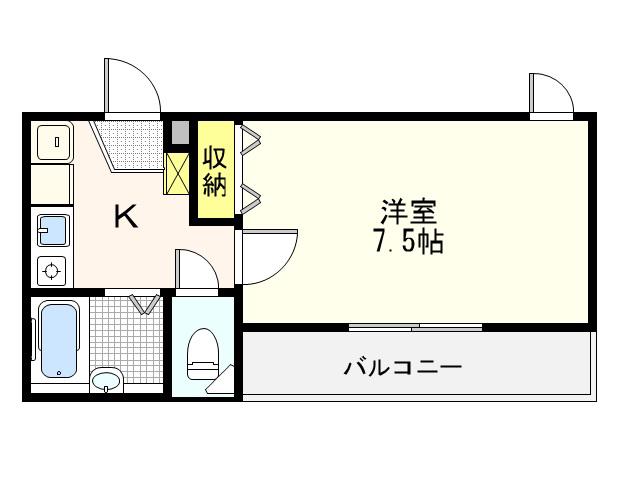 VILLA CUBE(1K/1階)の間取り写真