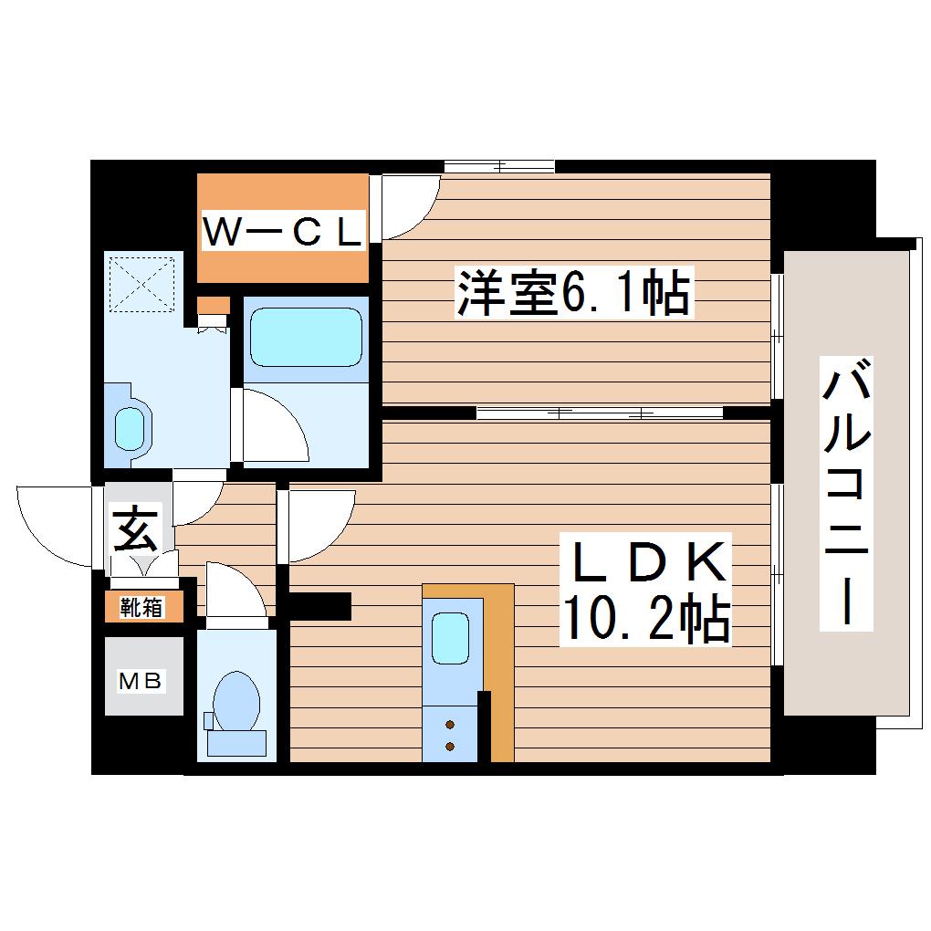 グランカーサ広瀬通(1LDK/2階)の間取り写真