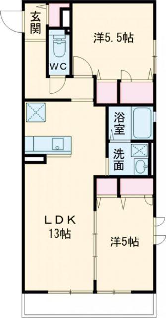 メゾンソレイユ(2LDK/2階)の間取り写真