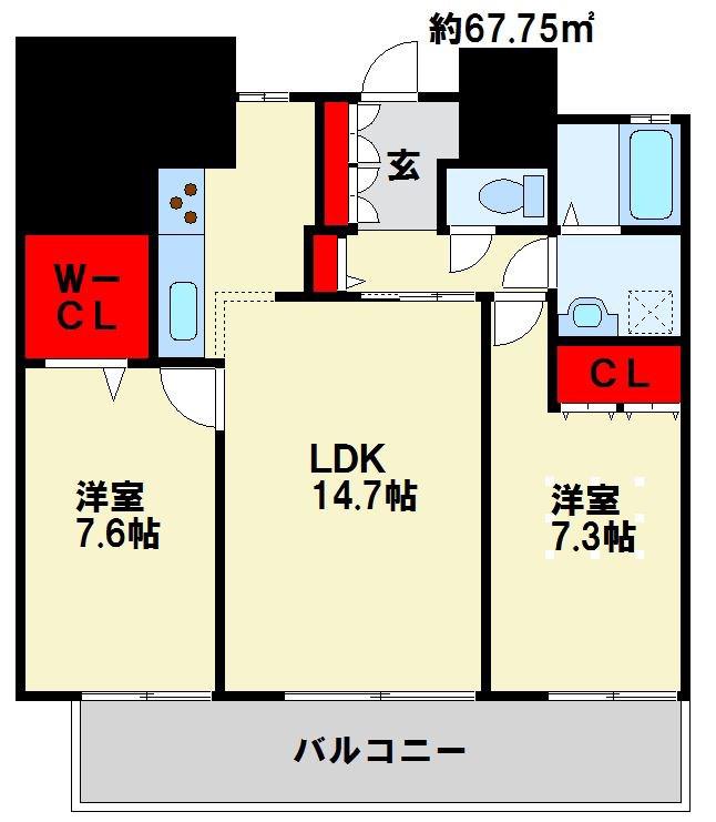 クラシオン木町アネックス(2LDK/8階)の間取り写真