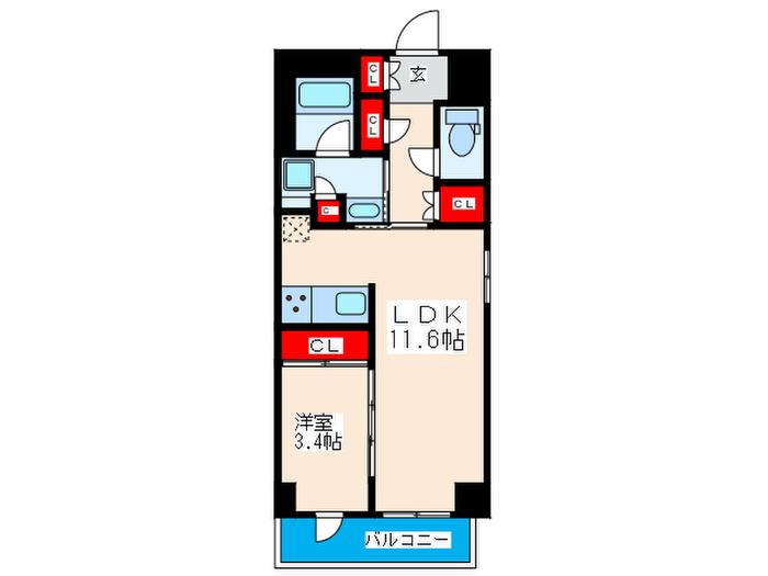 MARE MIYOSHI(1LDK/8階)の間取り写真