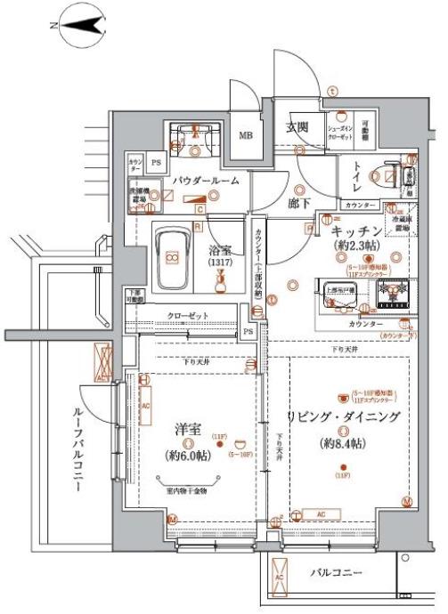 ARTESSIMO LARGO(1LDK/5階)の間取り写真