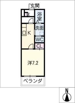 レジデンス富田(1K/4階)の間取り写真