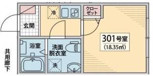 ヴェスタ南小岩(1K/3階)の間取り写真