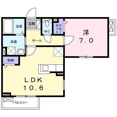 プランドール(1LDK/2階)の間取り写真