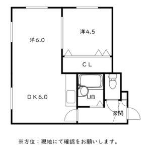 カトレアパークイレブン(2DK/4階)の間取り写真