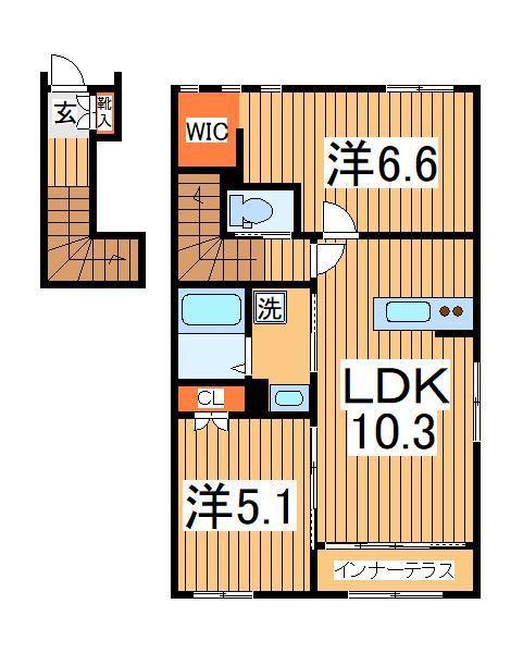 ティープラント5(2LDK/2階)の間取り写真