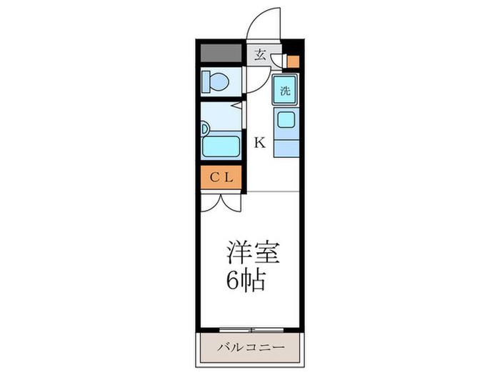 ミモザ館(1K/6階)の間取り写真