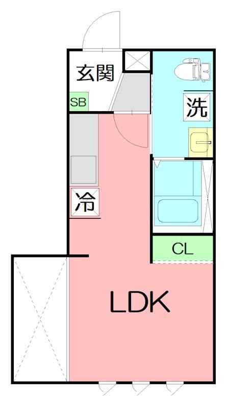 サザンクロス東海大学(ワンルーム/2階)の間取り写真