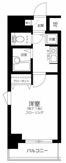 メインステージ茅場町(1K/5階)の間取り写真