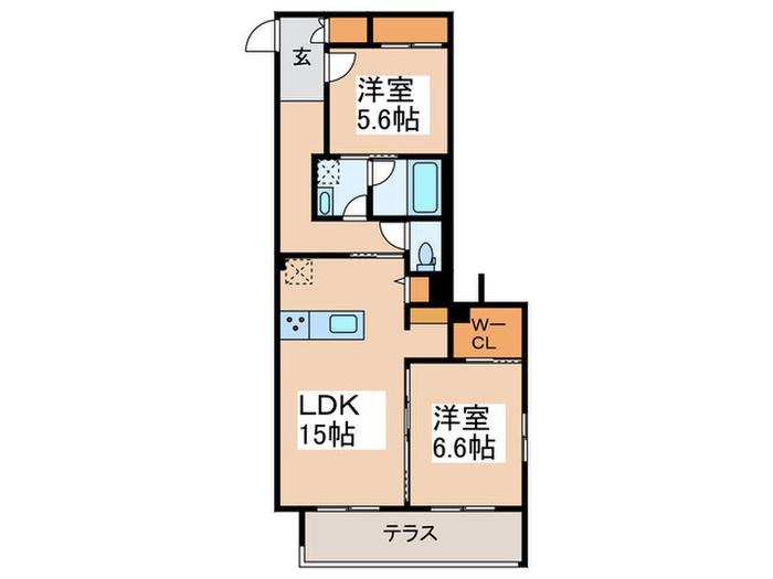 ARVENSE南雪谷(2LDK/1階)の間取り写真
