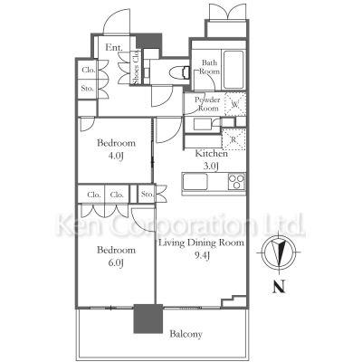 JIYUGAOKA MUSE SQUARE THE RESIDENCE(2LDK/9階)の間取り写真