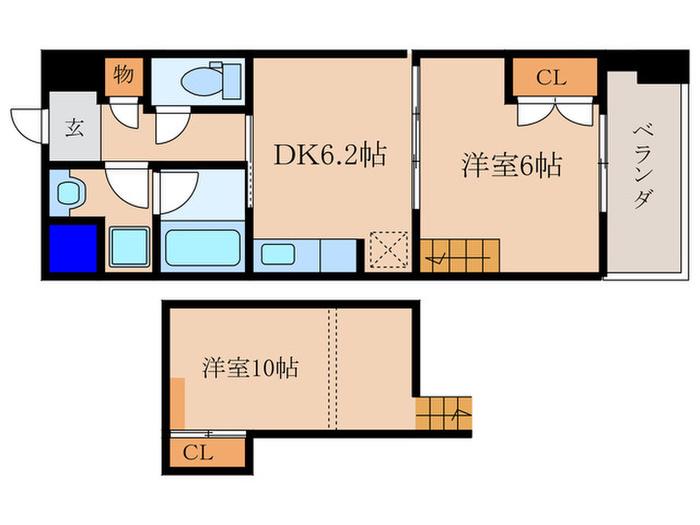 ALBA烏丸御池(2DK/10階)の間取り写真