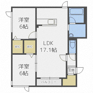 カミュラスI(2LDK/1階)の間取り写真