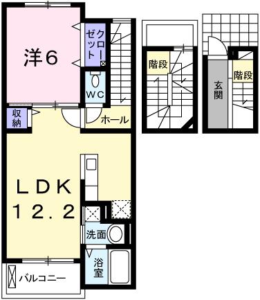 フィールド ミドル・ライペンI(1LDK/3階)の間取り写真