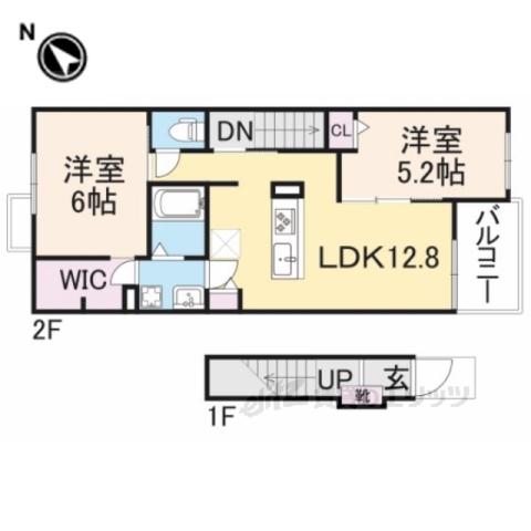 コージーコート枚方Ⅱ(2LDK/2階)の間取り写真