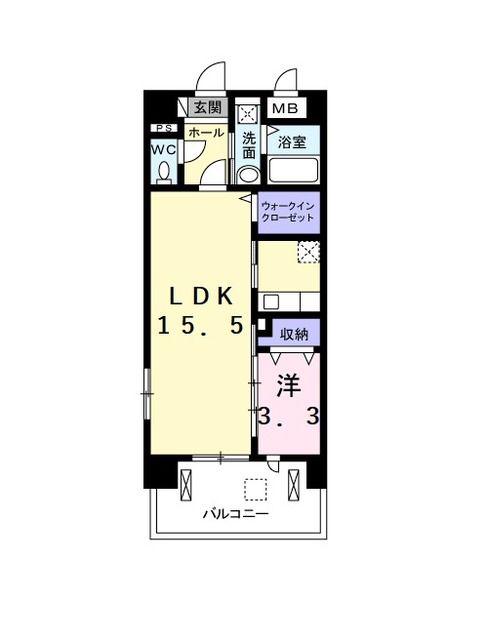 レイクサイド ホシノ I(1LDK/4階)の間取り写真