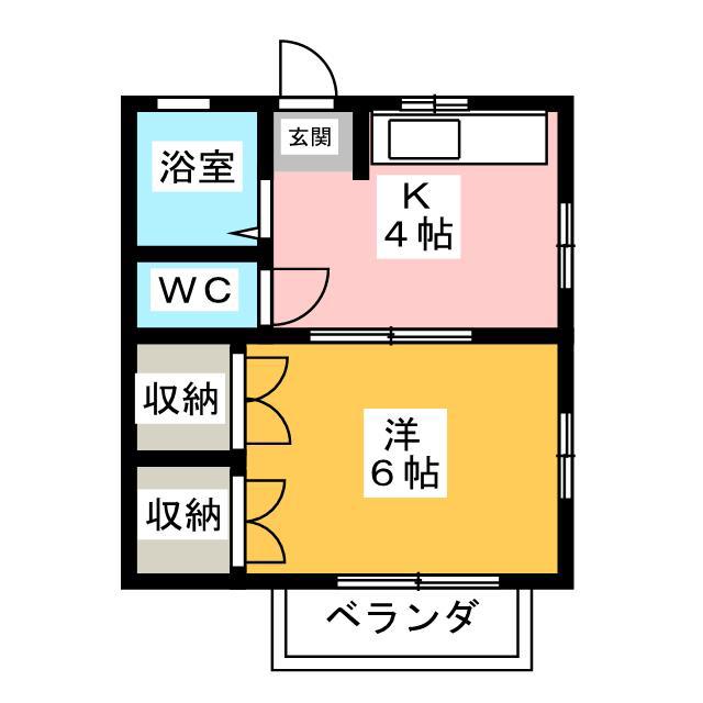 コーポK2(1K/2階)の間取り写真