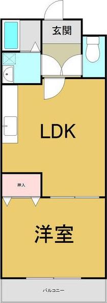 クレスト参番館(1LDK/1階)の間取り写真