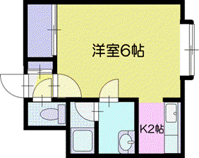 プレジデントA(1K/2階)の間取り写真