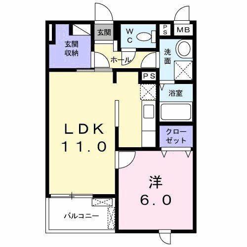 アルカディアII(1LDK/3階)の間取り写真