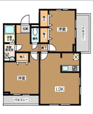 パラッツィナ町屋(2LDK/2階)の間取り写真
