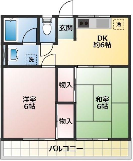 久米川グリーンハイツ(2DK/1階)の間取り写真
